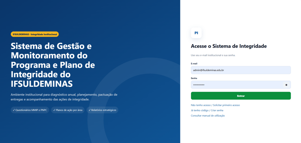 Sistema de Gestão e Monitoramento do Programa e Plano de Integridade